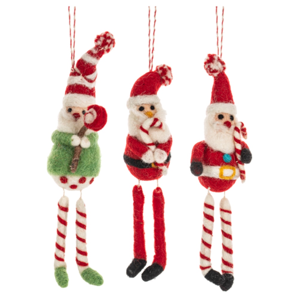 Midwest, Collectibles, Gifts, 2024, Wool, Santa with Dangle Leg, Ornaments, 824503